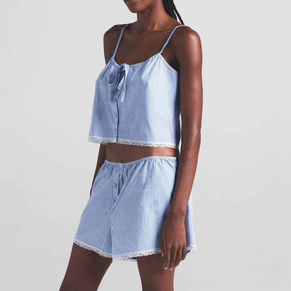 NWOT SKIMS
COTTON POPLIN SLEEP SET• Cami Cadet Stripe• XL